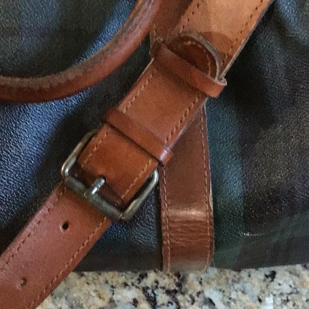 Vintage Polo Ralph Lauren Black Plaid Watch Boston Travel Duffle Bag Polo Green - Picture 9 of 13